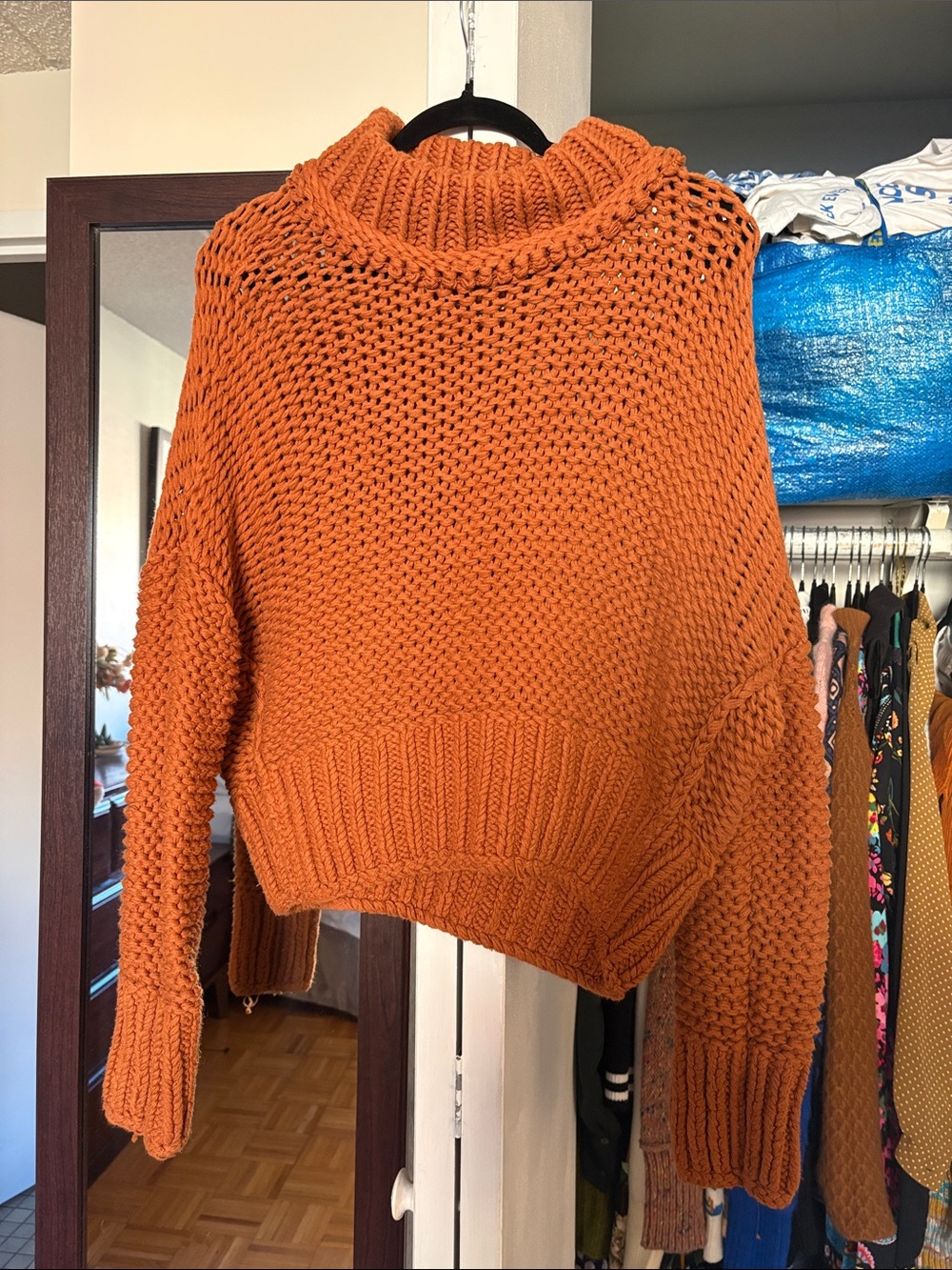 Free People Chunky Burnt Orangey Brown Turtleneck Sweater - Women's Cozy Knit